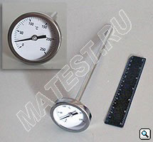 Биметаллический технический термометр со штоком в виде иглы 250 мм (погружной термометр)
